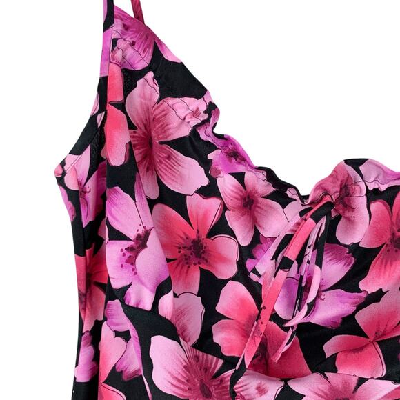 Vintage jr-s.com Dress Pink Black Floral 90s Y2K Women's 9 10 - Picture 7 of 12